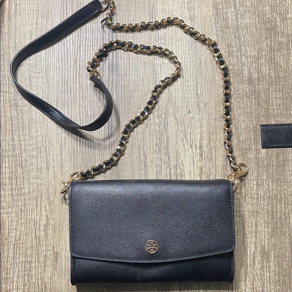 Tory Burch Black Leather Chain Crossbody Bag